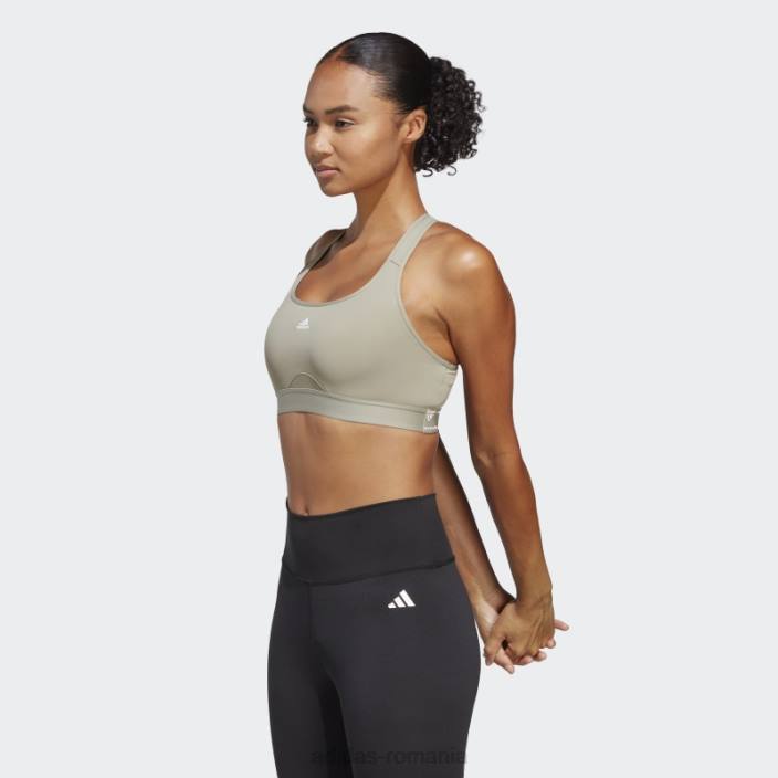 Adidas sutien de antrenament powerreact pebble argintiu cu suport mediu femei pietricica de argint 2JBN9328