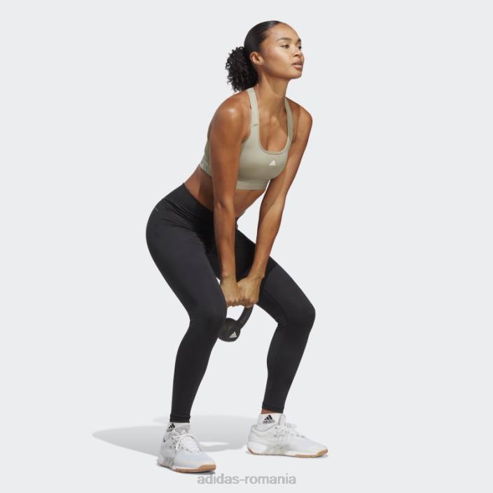 Adidas sutien de antrenament powerreact pebble argintiu cu suport mediu femei pietricica de argint 2JBN9328