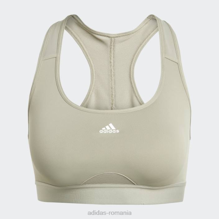Adidas sutien de antrenament powerreact pebble argintiu cu suport mediu femei pietricica de argint 2JBN9328