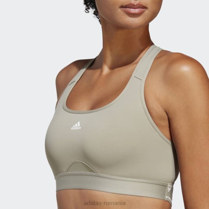 Adidas sutien de antrenament powerreact pebble argintiu cu suport mediu femei pietricica de argint 2JBN9328