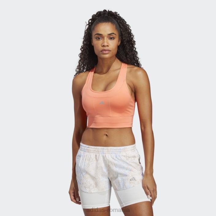 Adidas sutien de buzunar pentru alergare cu suport mediu coral femei coral 2JBN16658
