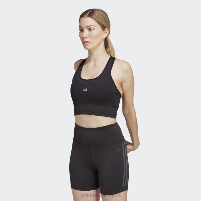 Adidas sutien de buzunar pentru alergare cu suport mediu negru femei negru 2JBN9029