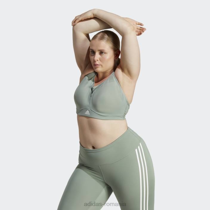 Adidas sutien de înaltă susținere pentru antrenament de impact tlrd verde argintiu (mărime plus) femei verde argintiu/alb 2JBN9831