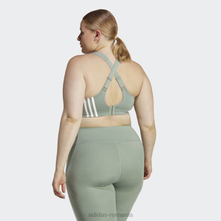 Adidas sutien de înaltă susținere pentru antrenament de impact tlrd verde argintiu (mărime plus) femei verde argintiu/alb 2JBN9831