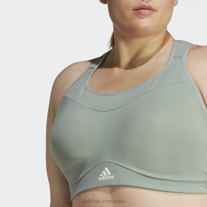 Adidas sutien de înaltă susținere pentru antrenament de impact tlrd verde argintiu (mărime plus) femei verde argintiu/alb 2JBN9831