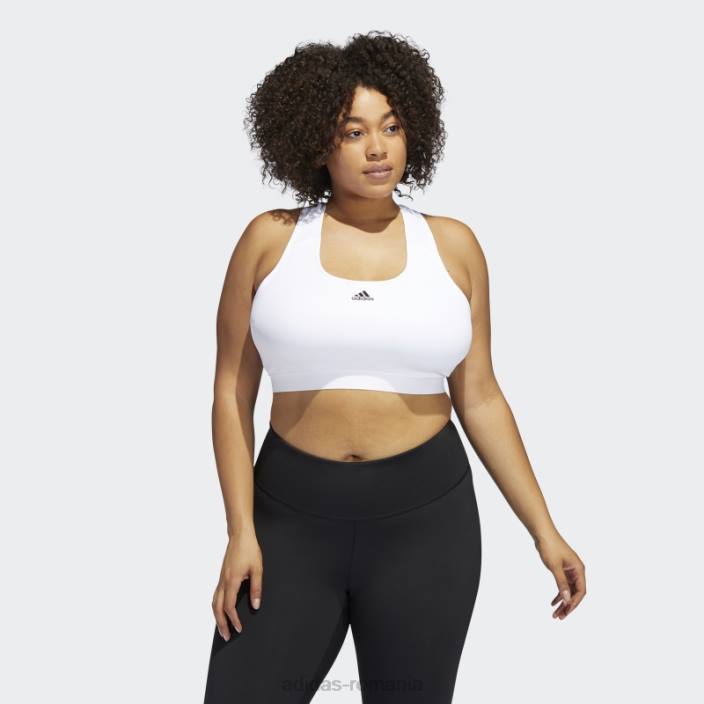 Adidas sutien de susținere medie alb fashion powerreact training (mărime plus) femei alb 2JBN9035