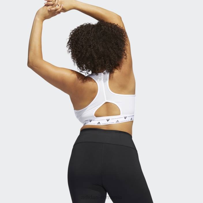Adidas sutien de susținere medie alb fashion powerreact training (mărime plus) femei alb 2JBN9035