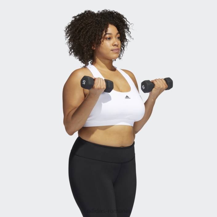 Adidas sutien de susținere medie alb fashion powerreact training (mărime plus) femei alb 2JBN9035
