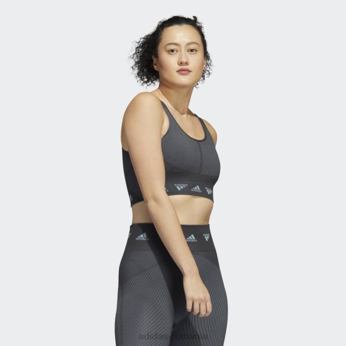 Adidas sutien gri aeroknit cu susținere ușoară femei gri/carbon 2JBN2789