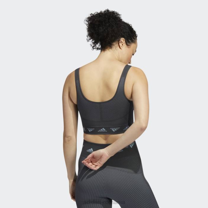Adidas sutien gri aeroknit cu susținere ușoară femei gri/carbon 2JBN2789