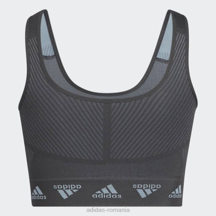 Adidas sutien gri aeroknit cu susținere ușoară femei gri/carbon 2JBN2789