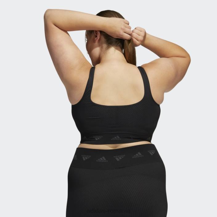 Adidas sutien negru aeroknit de sustinere usoara (plus size) fierbinte femei gri inchis 2JBN3244