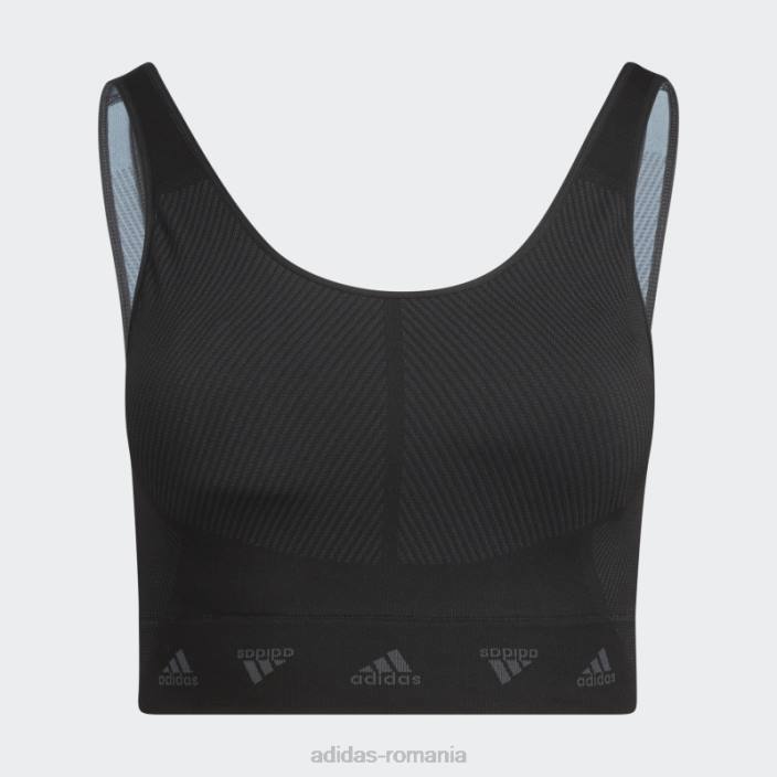 Adidas sutien negru aeroknit de sustinere usoara (plus size) fierbinte femei gri inchis 2JBN3244