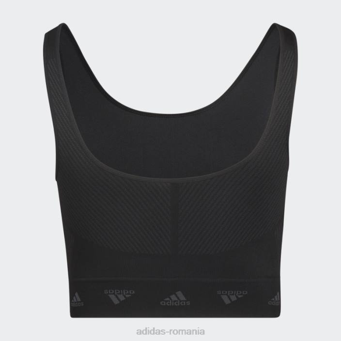 Adidas sutien negru aeroknit de sustinere usoara (plus size) fierbinte femei gri inchis 2JBN3244