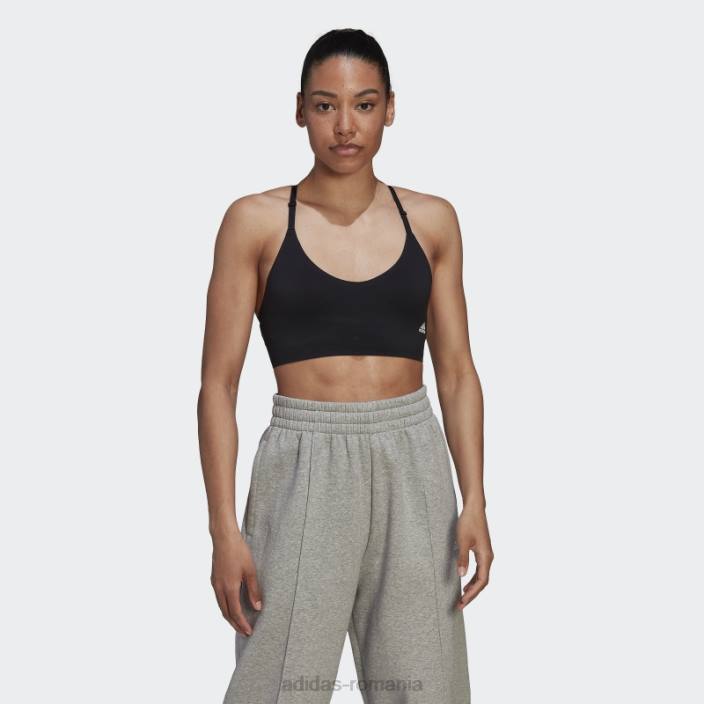 Adidas sutien negru cu bretele purelounge cu susținere ușoară femei alb negru 2JBN3238