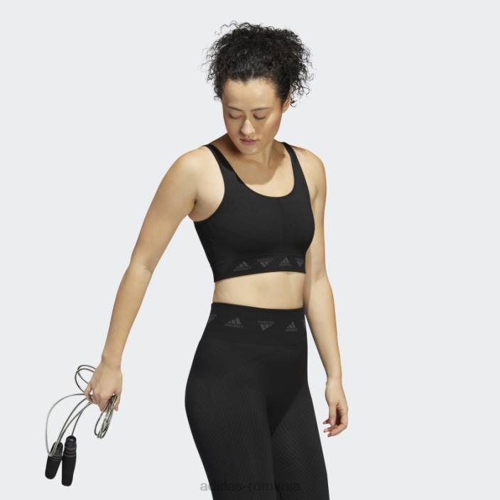 Adidas sutien negru de susținere ușoară aeroknit fashion femei gri inchis 2JBN10469