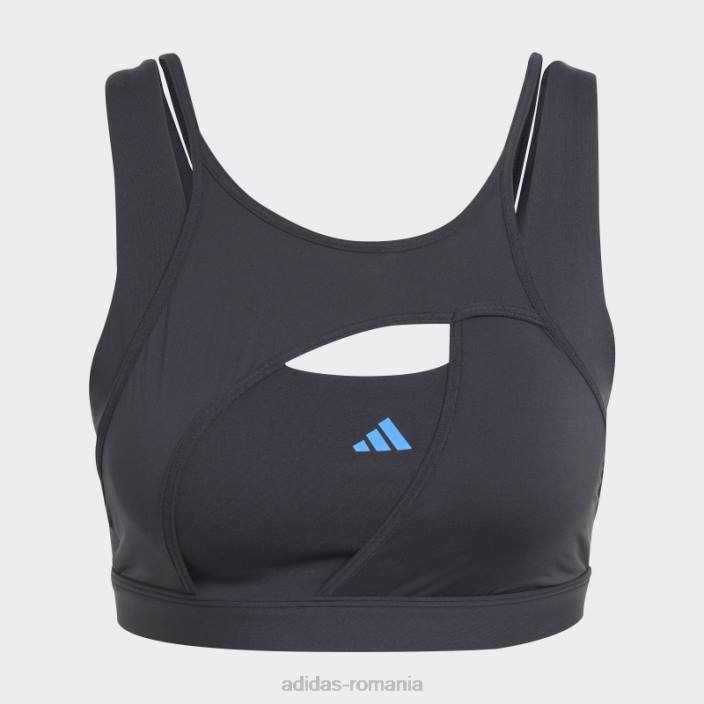Adidas sutien negru powerimpact luxe cu suport mediu femei negru/albastru met 2JBN9101
