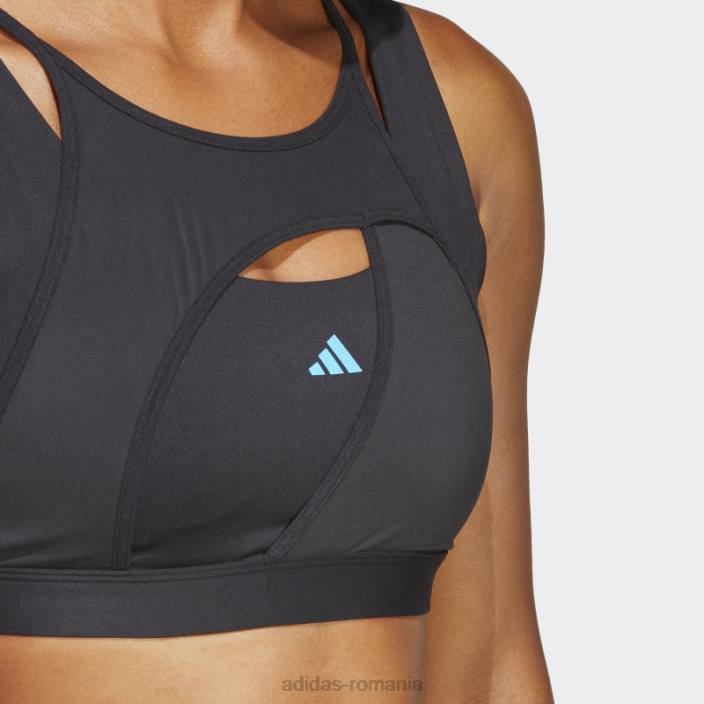 Adidas sutien negru powerimpact luxe cu suport mediu femei negru/albastru met 2JBN9101