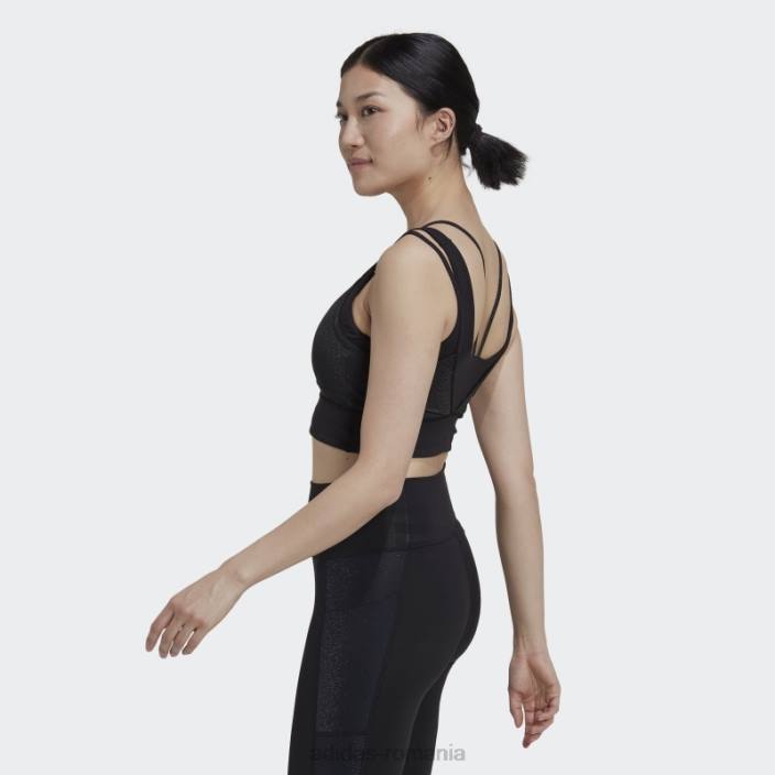 Adidas sutien strălucitor cu suport mediu de antrenament powerimpact negru femei negru 2JBN10658