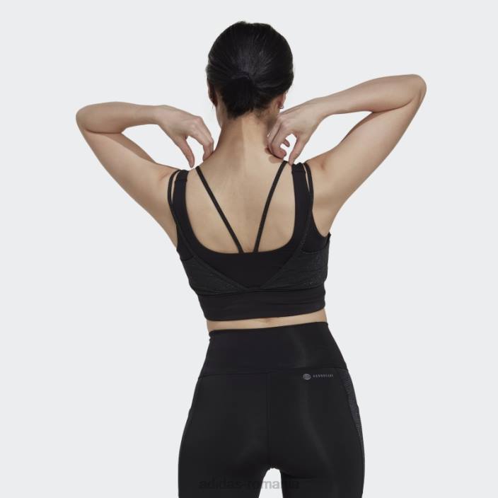 Adidas sutien strălucitor cu suport mediu de antrenament powerimpact negru femei negru 2JBN10658