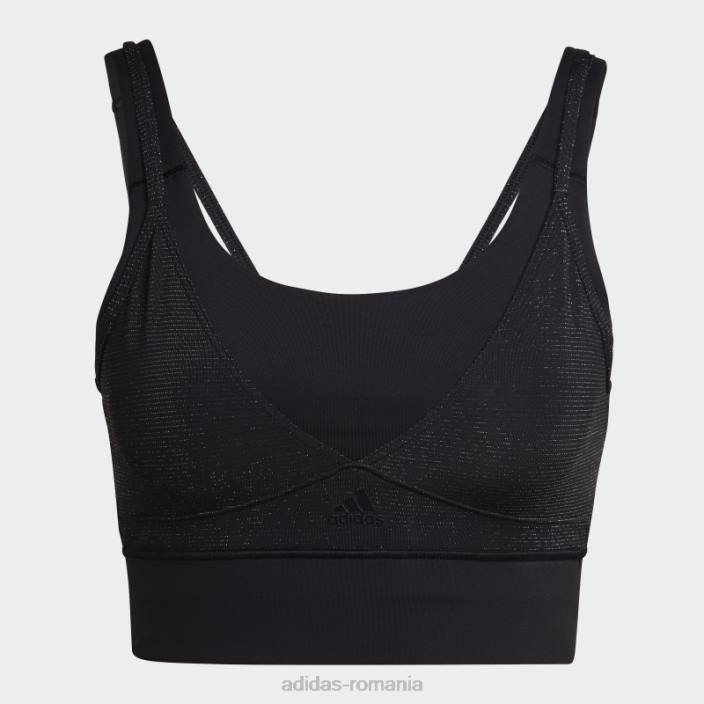 Adidas sutien strălucitor cu suport mediu de antrenament powerimpact negru femei negru 2JBN10658