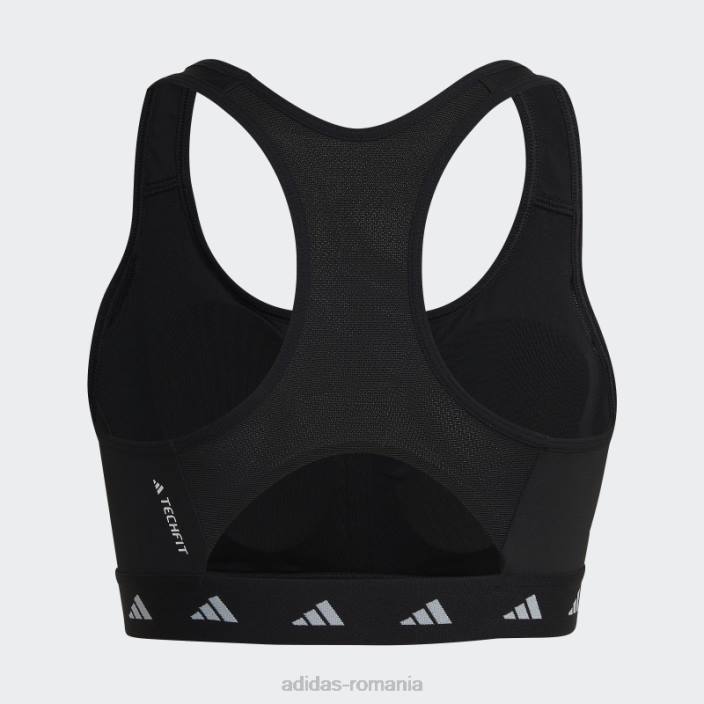 Adidas sutien techfit cu suport mediu pentru antrenament powerreact negru fashion femei negru 2JBN9209