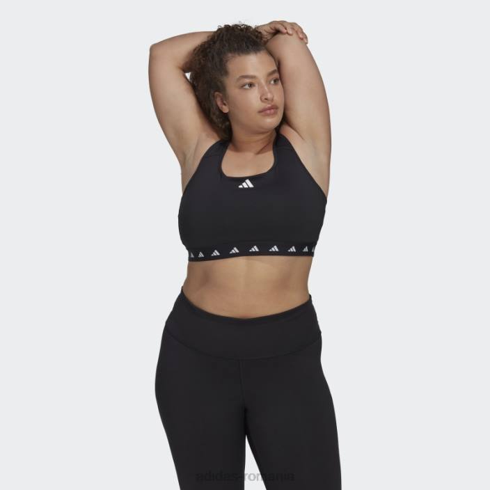 Adidas sutien techfit cu suport mediu powerreact training (mărime plus) negru femei negru 2JBN9860
