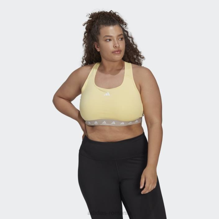 Adidas sutien techfit cu susținere medie pentru antrenament powerreact galben (mărime plus) femei galben/gri 2JBN10607