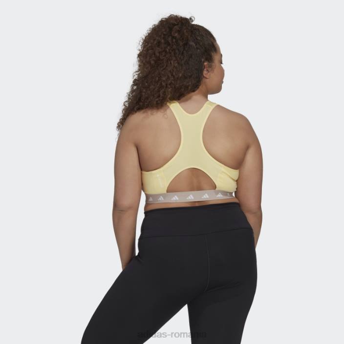 Adidas sutien techfit cu susținere medie pentru antrenament powerreact galben (mărime plus) femei galben/gri 2JBN10607