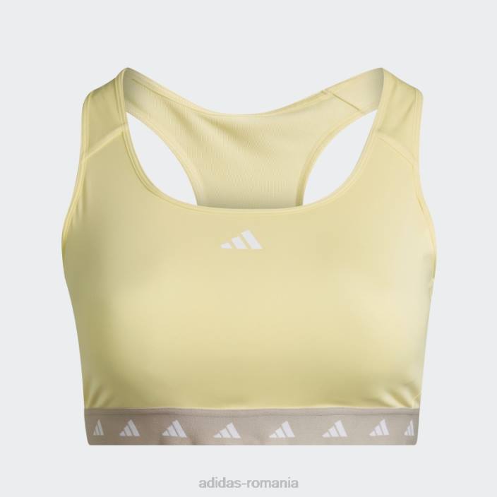 Adidas sutien techfit cu susținere medie pentru antrenament powerreact galben (mărime plus) femei galben/gri 2JBN10607