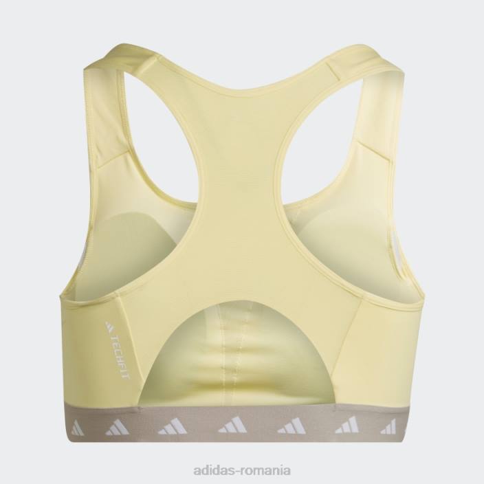 Adidas sutien techfit cu susținere medie pentru antrenament powerreact galben (mărime plus) femei galben/gri 2JBN10607