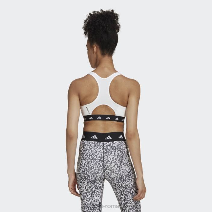 Adidas sutien techfit de antrenament alb powerreact cu suport mediu femei alb negru 2JBN9287