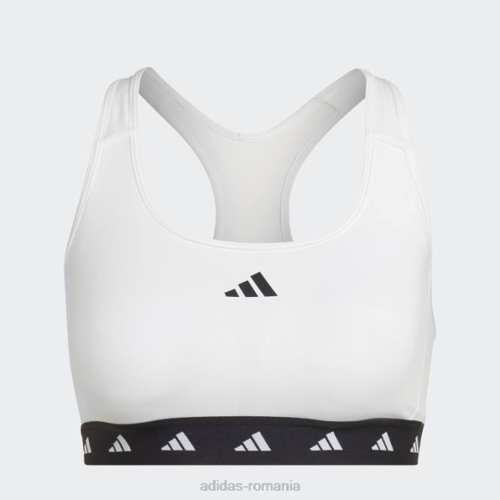 Adidas sutien techfit de antrenament alb powerreact cu suport mediu femei alb negru 2JBN9287