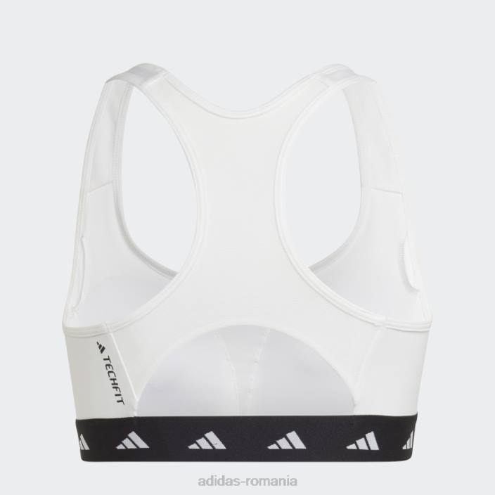 Adidas sutien techfit de antrenament alb powerreact cu suport mediu femei alb negru 2JBN9287
