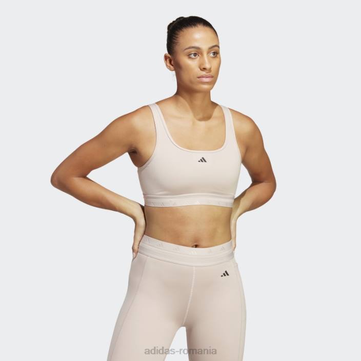 Adidas sutien techfit de antrenament cu susținere lejeră aeroreact taupe femei taupe 2JBN9433
