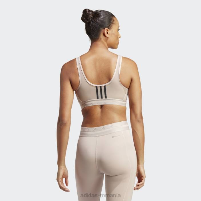 Adidas sutien techfit de antrenament cu susținere lejeră aeroreact taupe femei taupe 2JBN9433
