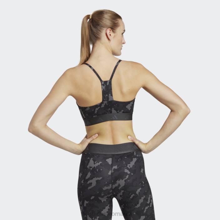 Adidas sutien techfit gri aeroreact de antrenament cu susținere ușoară femei gri/carbon 2JBN9215