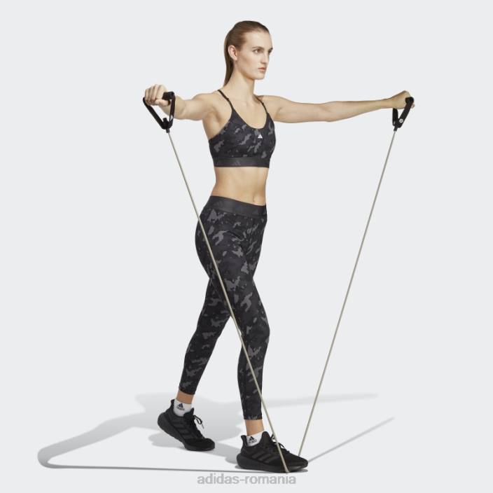 Adidas sutien techfit gri aeroreact de antrenament cu susținere ușoară femei gri/carbon 2JBN9215