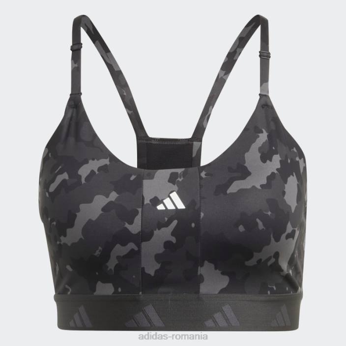 Adidas sutien techfit gri aeroreact de antrenament cu susținere ușoară femei gri/carbon 2JBN9215