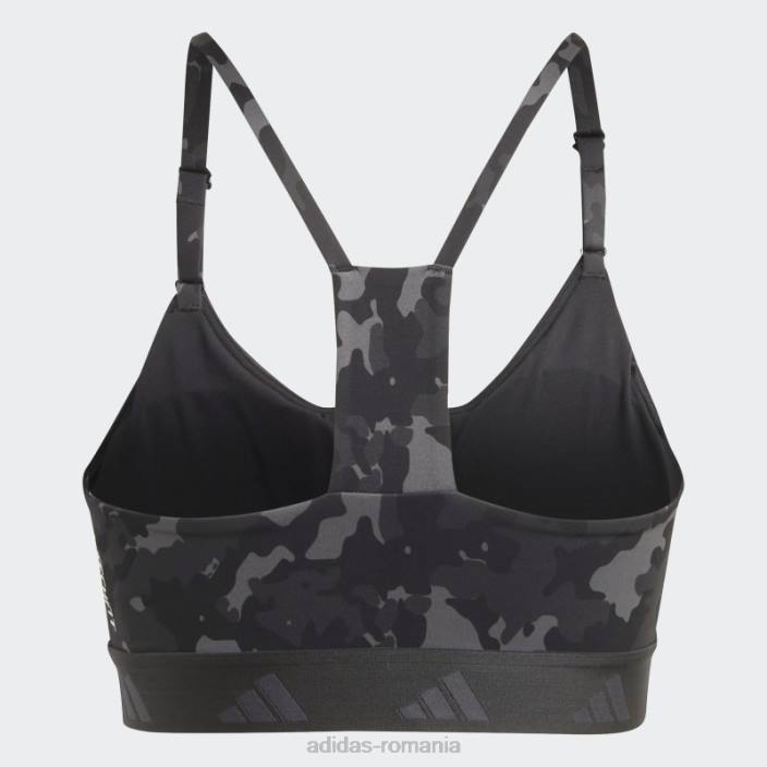 Adidas sutien techfit gri aeroreact de antrenament cu susținere ușoară femei gri/carbon 2JBN9215