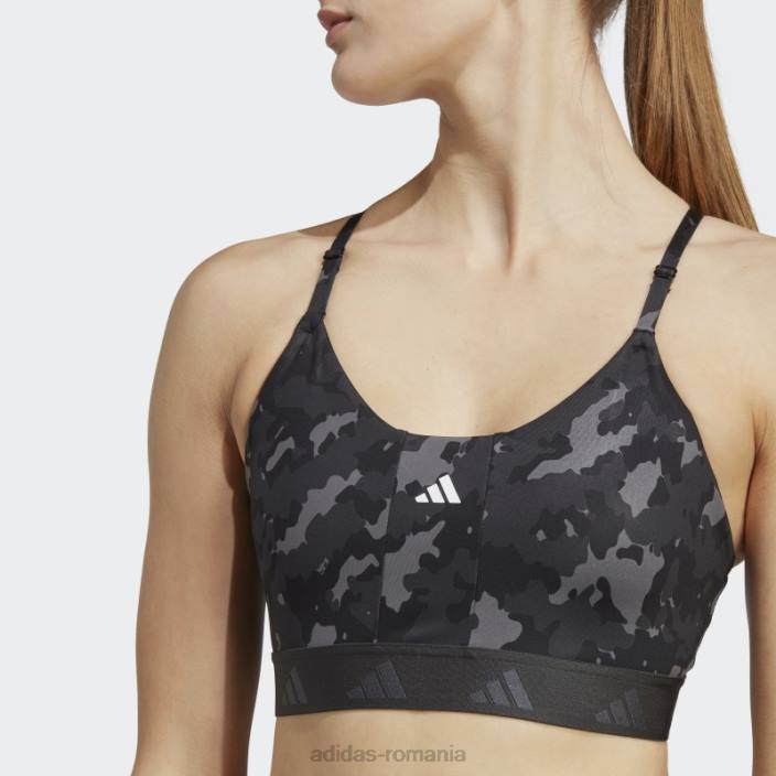 Adidas sutien techfit gri aeroreact de antrenament cu susținere ușoară femei gri/carbon 2JBN9215