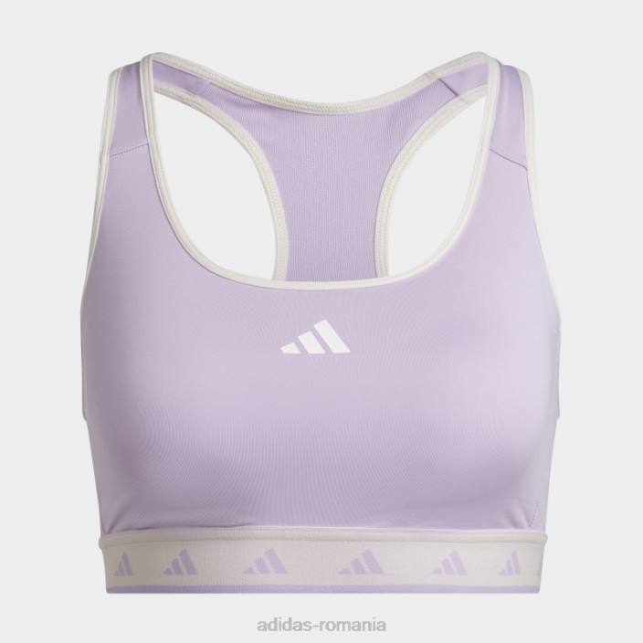 Adidas sutien techfit hyperglam powerreact cu suport mediu violet strălucire adidas femei strălucire violet/portocaliu/alb 2JBN10794