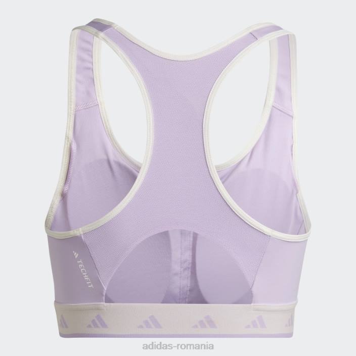 Adidas sutien techfit hyperglam powerreact cu suport mediu violet strălucire adidas femei strălucire violet/portocaliu/alb 2JBN10794