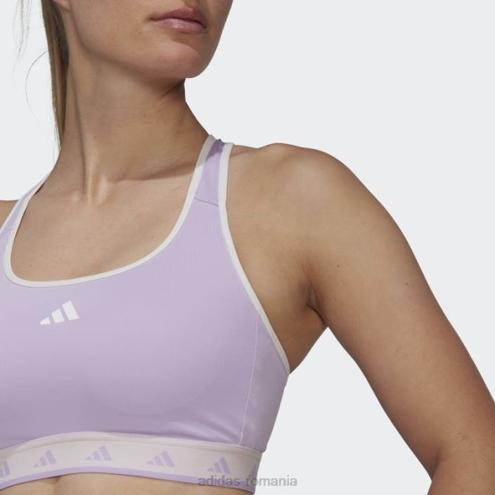 Adidas sutien techfit hyperglam powerreact cu suport mediu violet strălucire adidas femei strălucire violet/portocaliu/alb 2JBN10794