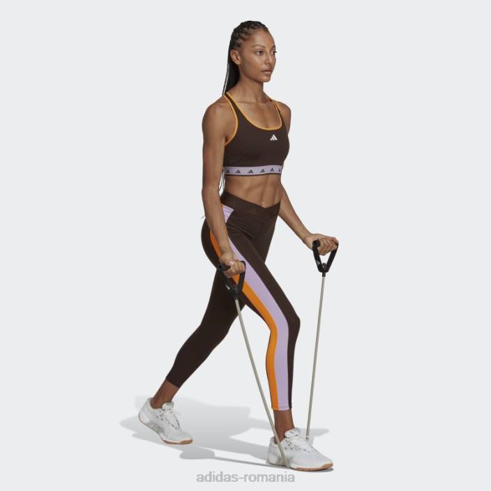 Adidas sutien techfit maro închis hyperglam powerreact cu susținere medie femei maro închis/violet strălucitor/alb 2JBN2921