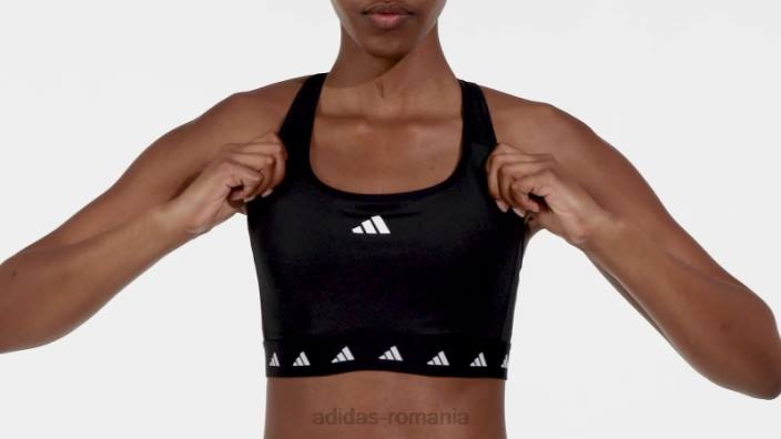 Adidas sutien techfit negru elegant pentru antrenament powerreact cu suport mediu femei negru 2JBN16919