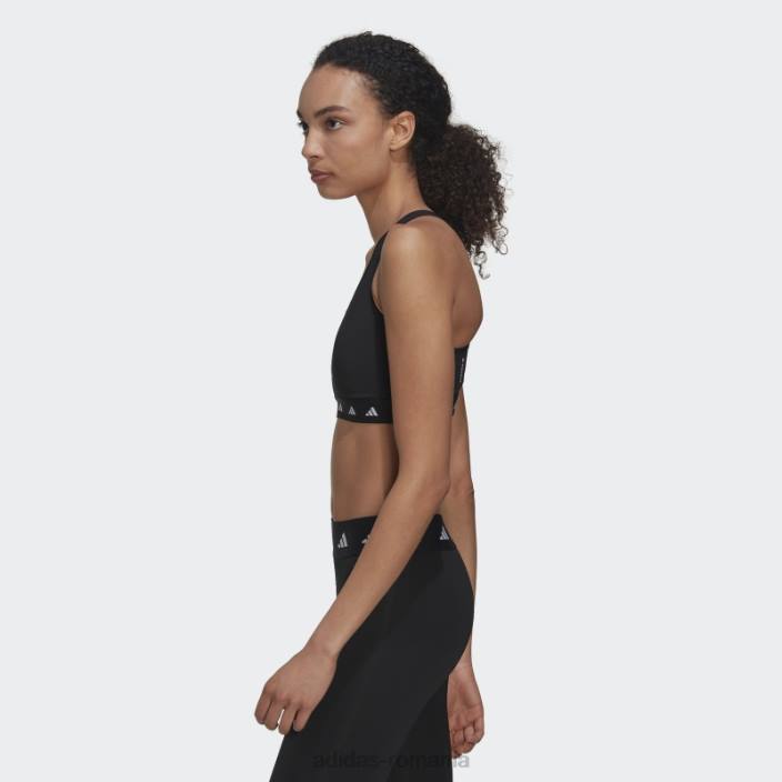 Adidas sutien techfit negru elegant pentru antrenament powerreact cu suport mediu femei negru 2JBN16919