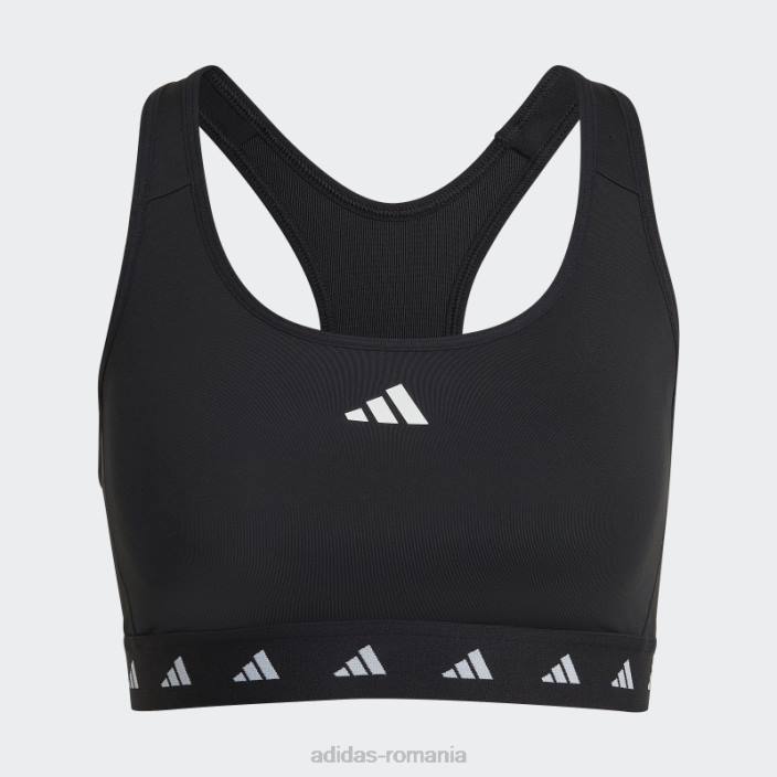Adidas sutien techfit negru elegant pentru antrenament powerreact cu suport mediu femei negru 2JBN16919