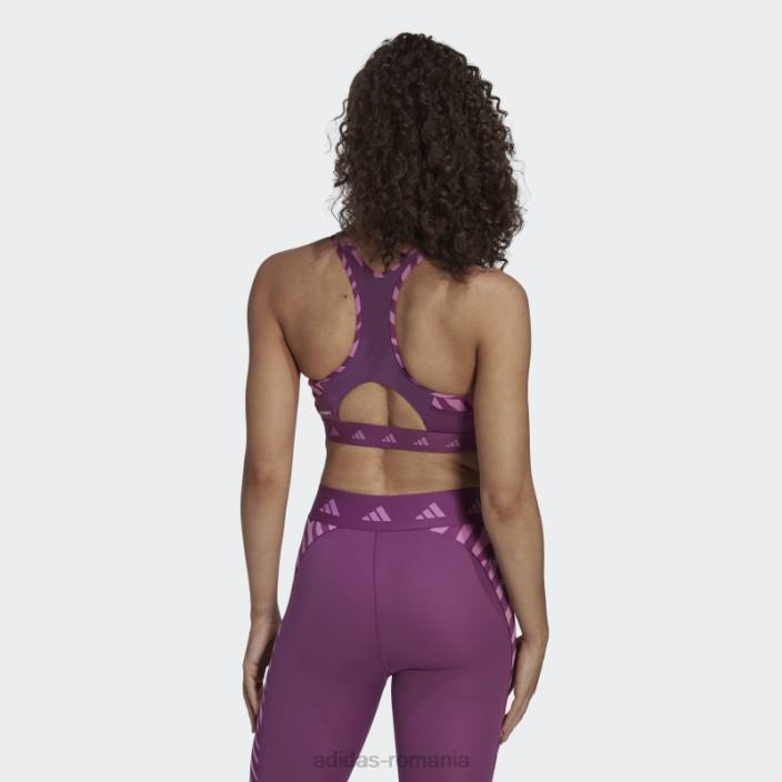 Adidas sutien zebră cu suport mediu hyperglam techfit mov bogat femei mov bogat 2JBN3005