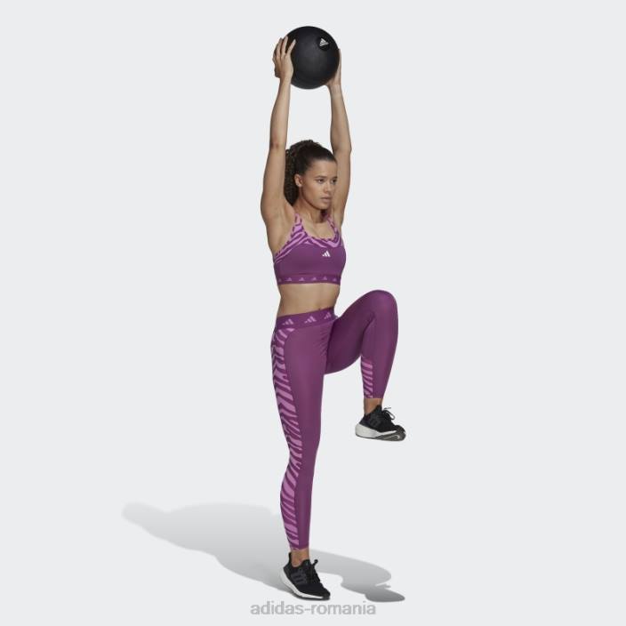 Adidas sutien zebră cu suport mediu hyperglam techfit mov bogat femei mov bogat 2JBN3005